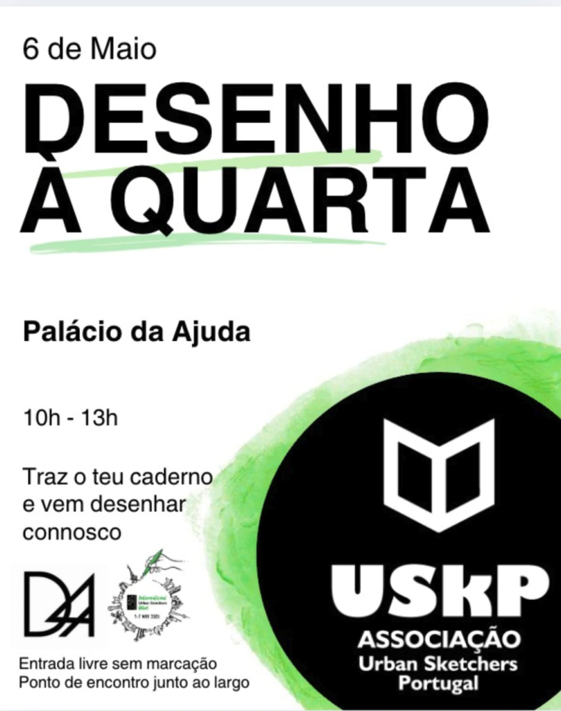 Cartaz do evento "desenho à quarta" no palácio da ajuda
