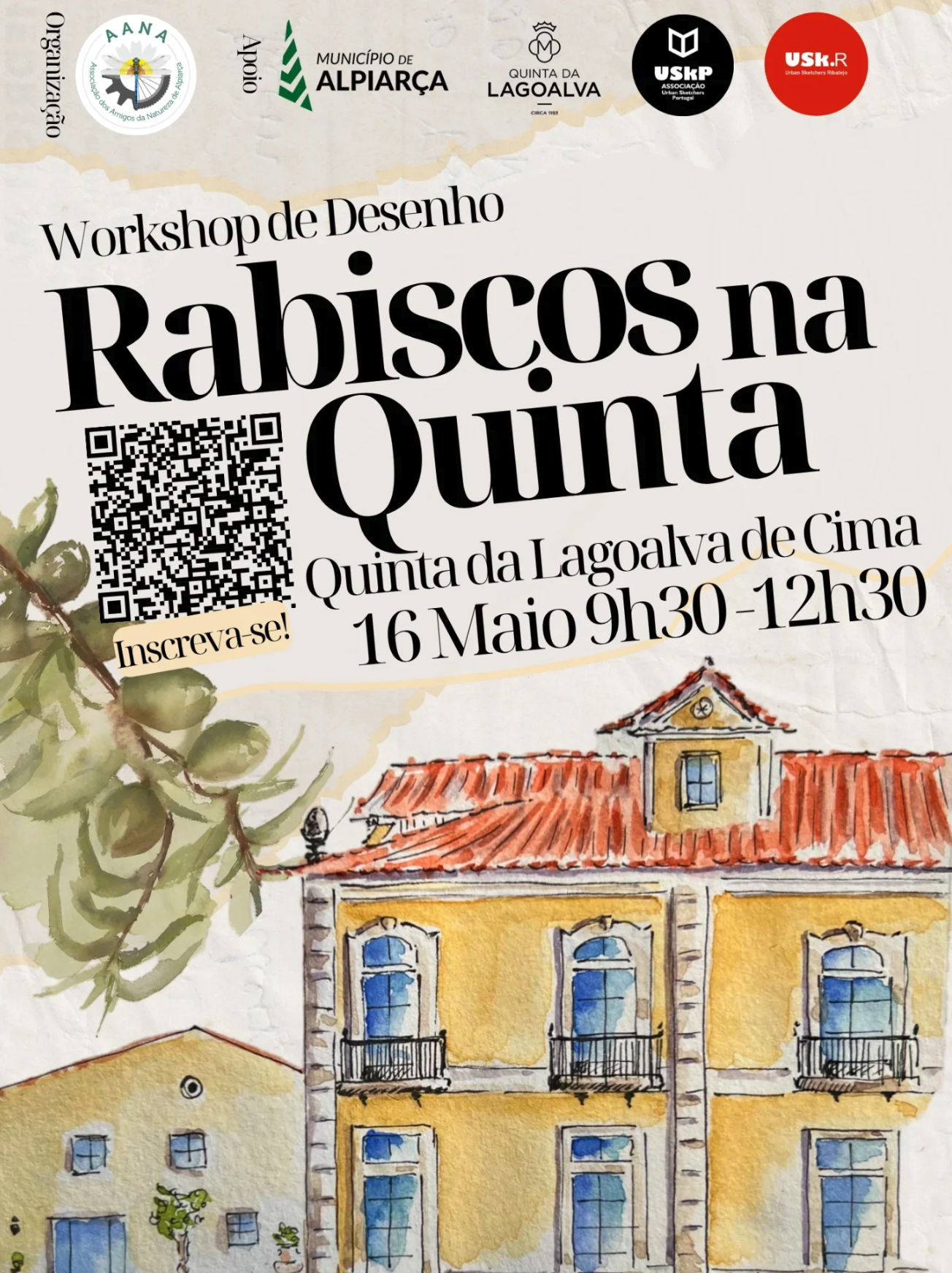 Cartaz do workshop "Rabiscos na Quinta"